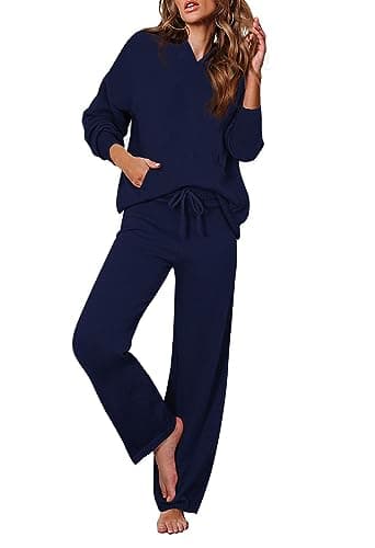 Women's 2-Piece Sweater Set with Hoodies and Wide Leg Pants