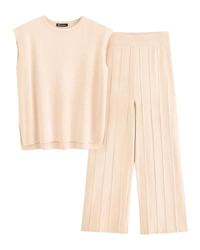 PRETTYGARDEN Women's High-Low Pullover & Wide Leg Pants Casual Sweater Set