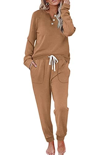 Women's Lounge Sets: WIHOLL Two-Piece Sweatshirt and Sweatpants with Pockets