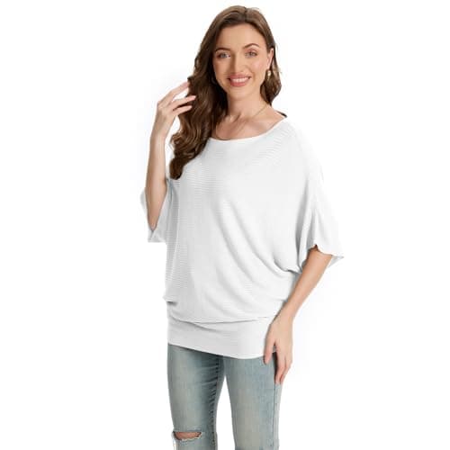 FULIER Women Oversized Batwing Sleeve Knitted Sweater Top