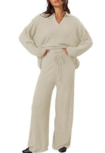 Cakulo Women's 2024 Lounge Set Matching Sweater Wide Leg Lounge Wear