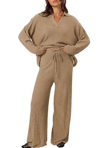 Cakulo Women's 2024 Lounge Set Matching Sweater Wide Leg Lounge Wear