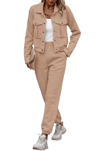 PRETTYGARDEN Women's 2025 Winter Tracksuit Long Sleeve Shacket Casual Set