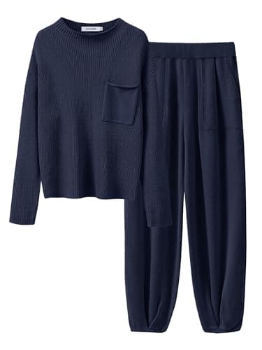 ANRABESS Women's Long Sleeve Fall Sweater Set with Oversized Pants