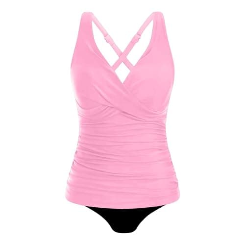 Cethrio Women's Modest Ruched Tankini Swimsuits