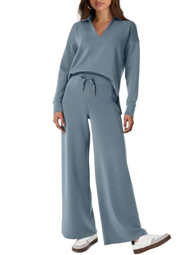 Glamaker Women's Matching Long Sleeve Sweatsuit and Wide Leg Pants Sets