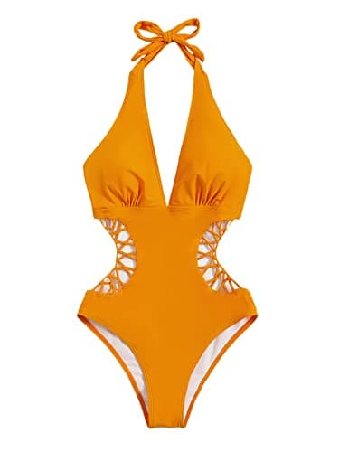 Women's Deep V Neck Cutout Monokini Swimsuit