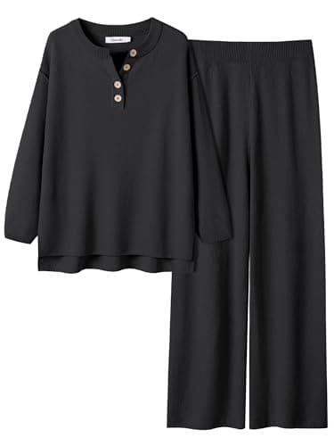 Oversized Lounge Sets Matching Waffle Knit Casual Outfit 2024 Travel Clothing