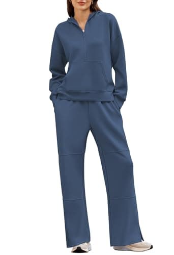 Pink Queen Women's Lounge Outfits Half Zip Hoodie & Sweatpants