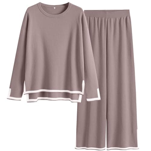 ANRABESS Women's Knit Sweater Tops & Wide Leg Pants Matching Sweatsuit Set