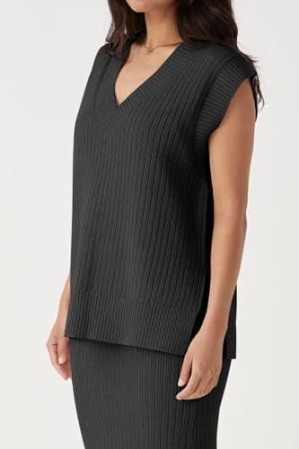 HAEOF Women's V-Neck Spring Summer Casual Ribbed Knit Vest