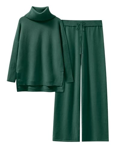 ANRABESS Women's Oversized Turtleneck Sweater Set with Wide Leg PantsFall 2025
