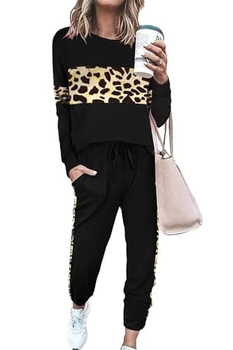 PrettyGarden Women's Color Block Tracksuit Crewneck Long Sleeve Tops & Pants