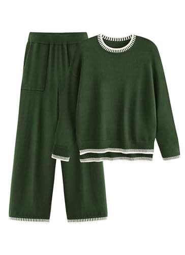Women's Knit Sweater and Wide Leg Pants Set for Casual Loungewear