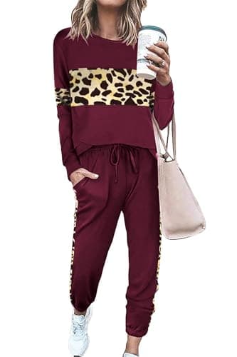PrettyGarden Women's Color Block Tracksuit Crewneck Long Sleeve Tops & Pants