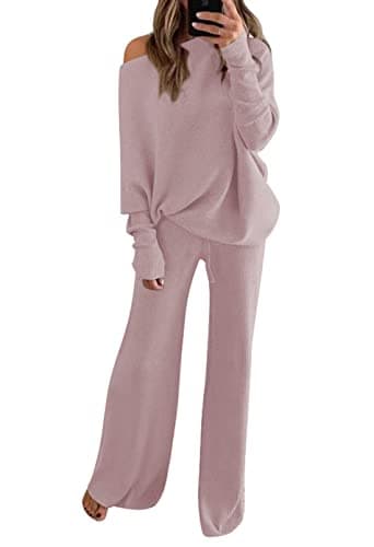 Linsery Women's 2-Piece Knit Sweater and Wide Leg Pants Set
