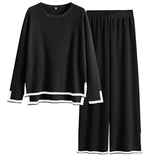 ANRABESS Women's Knit Sweater Tops & Wide Leg Pants Matching Sweatsuit Set