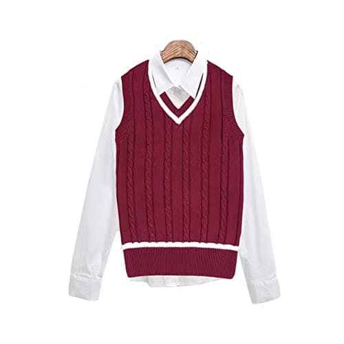 Blestirno Women's V-Neck Solid Color Sleeveless Sweater Vest