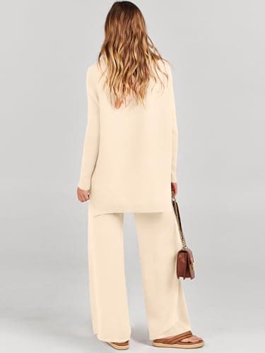 ANRABESS Women's Oversized Turtleneck Sweater Set with Wide Leg PantsFall 2025