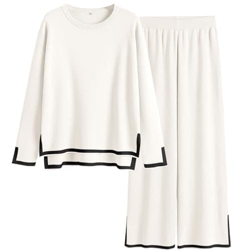 ANRABESS Women's Knit Sweater Tops & Wide Leg Pants Matching Sweatsuit Set