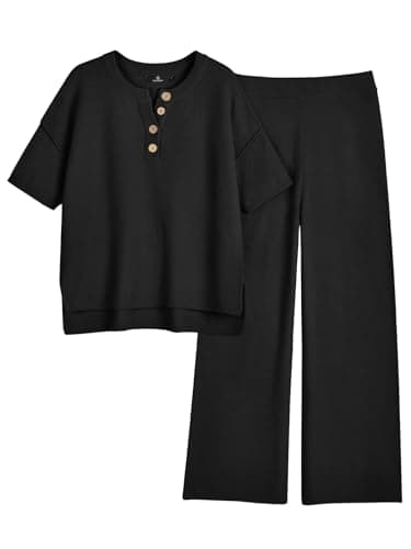 LILLUSORY Women's Casual 2-Piece Matching Sets Cozy Tops & Elastic Waisted Pants