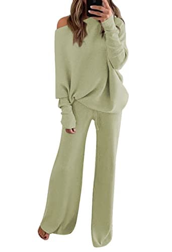 Linsery Women's 2-Piece Knit Sweater and Wide Leg Pants Set