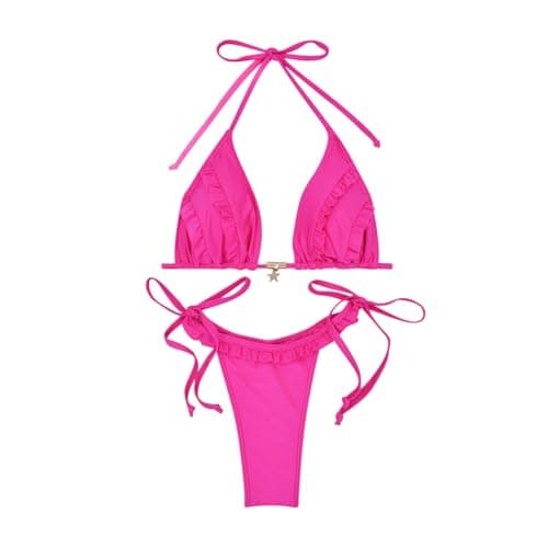 Cethrio Women's Plus Size Color Block Triangle Bikini Sets