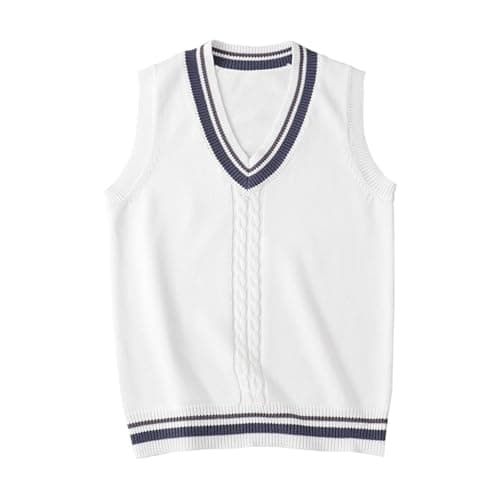 Blestirno Women's V-Neck Solid Color Sleeveless Sweater Vest