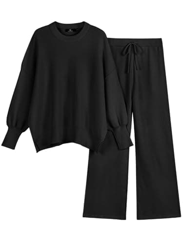 LILLUSORY Women's Oversized Knit Sweatsuit with Wide Leg Pants