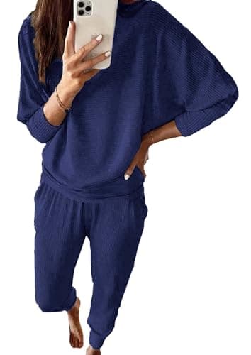 PRETTYGARDEN Women's Spring Fall Fashion 2Piece Sweatpants Long Sleeve Pullover Lounge Set