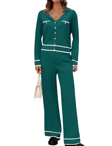 ZESICA Women's Matching Fall Knit Sweater & Wide Leg Pants Set