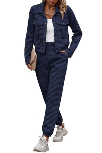 PRETTYGARDEN Women's 2025 Winter Tracksuit Long Sleeve Shacket Casual Set