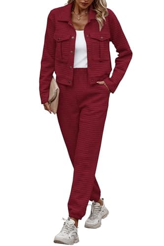PRETTYGARDEN Women's 2025 Winter Tracksuit Long Sleeve Shacket Casual Set