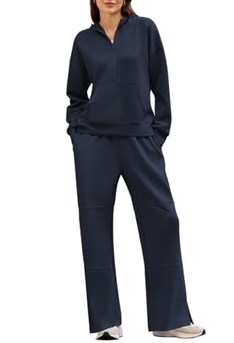 Pink Queen Women's Lounge Outfits Half Zip Hoodie & Sweatpants