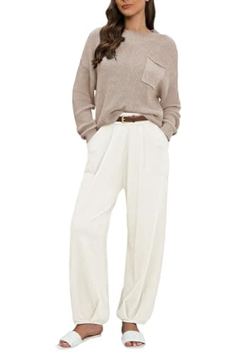 Pink Queen Women's 2024 Fall Knit Sweater Set with High Waisted Pants