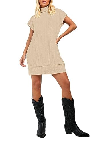 Women's Oversized Turtleneck Sweater Vest Dress