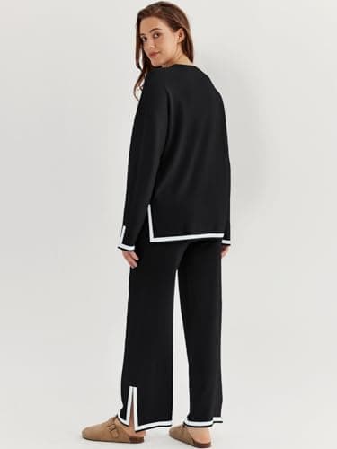LILLUSORY Women's Fall 2-Piece Lounge Set Sweatsuits Wide Leg Pants