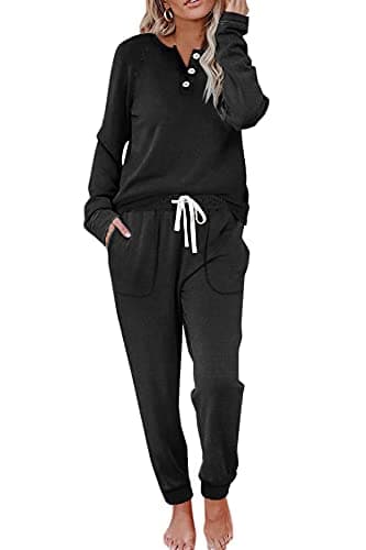 Women's Lounge Sets: WIHOLL Two-Piece Sweatshirt and Sweatpants with Pockets