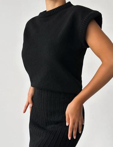 Zhiyouni Women's 2-Piece Sweater Set with Knit Vest and Maxi Skirts