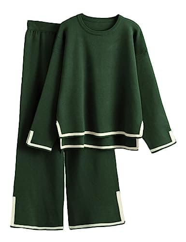 Tanming Women's Long Sleeve Knit Sweater & Wide Leg Pants Lounge Set