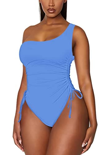 Viottiset Women's One Shoulder Ruched Swimsuit with Tummy Control