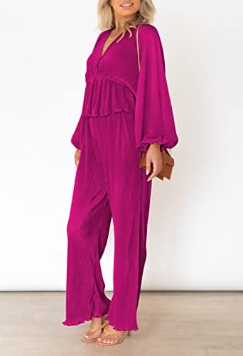 Viottiset Women's 2-Piece Pleated Loungewear Set