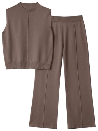 LILLUSORY Women's Summer 2-Piece Mock Neck Sweater Set Tracksuit