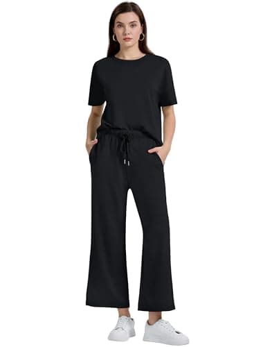 XIEERDUO Women's 2-Piece Loose Pajama Set Pullover Tops & Wide Leg Pants