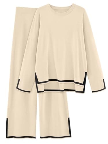 LILLUSORY Women's Fall 2 Piece Lounge Outfits Sweatsuit Wide Leg Pants