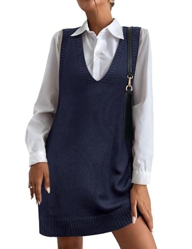HOTOUCH Women's Oversized V-Neck Sweater Vest with Pockets