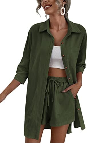 Zeagoo Women's Lounge Outfit Set: High-Low Shirt & Drawstring Shorts