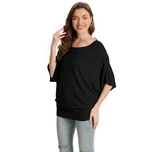 FULIER Women Oversized Batwing Sleeve Knitted Sweater Top