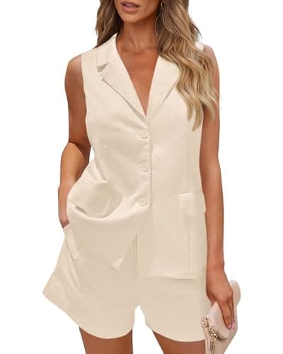 PRETTYGARDEN Women Summer Casual Lapel V-Neck Button Down Blazer Shorts Set