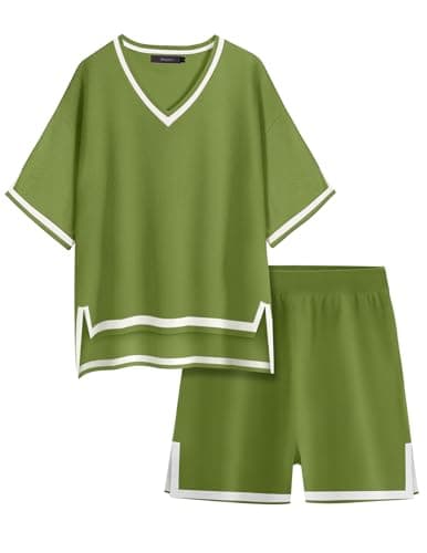 Bloggerlove Women Lightweight Knit Short Sets Lounge Sweater